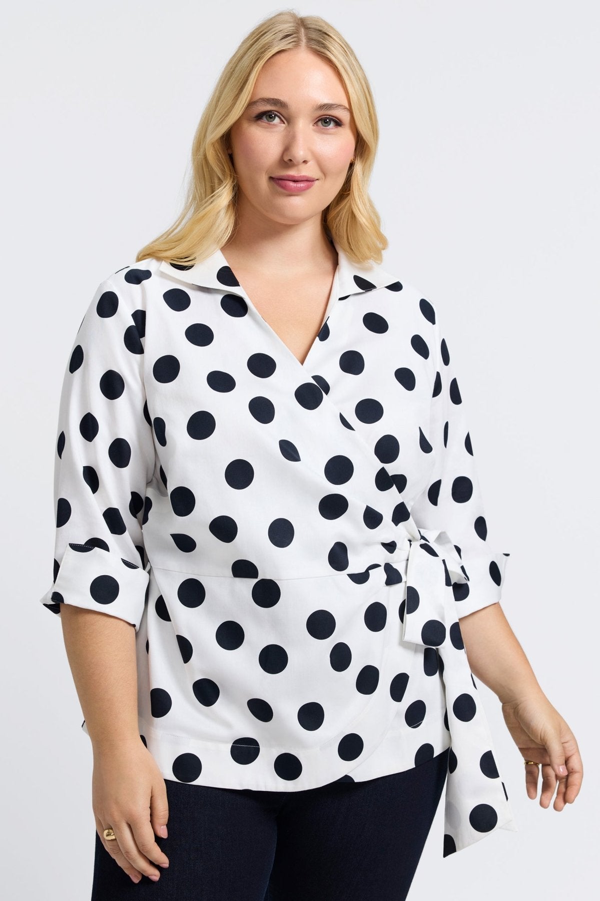 Salina Plus Polka Dot 3/4 Sleeve Shirt