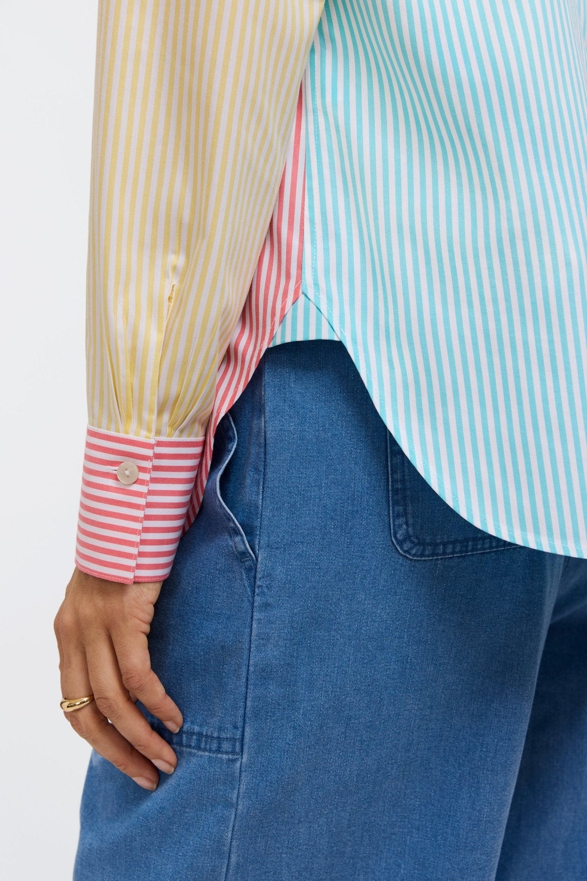 Meghan No Iron Pinpoint Mixed Stripes Long Sleeve Shirt