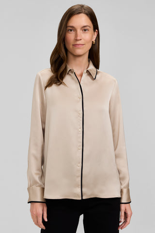 Bianca Beyond Silk Long Sleeve Shirt With Piping