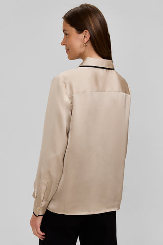 Bianca Beyond Silk Long Sleeve Shirt With Piping