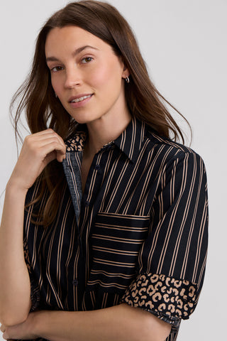 Jodie Animal Border Long Sleeve Short Shirt