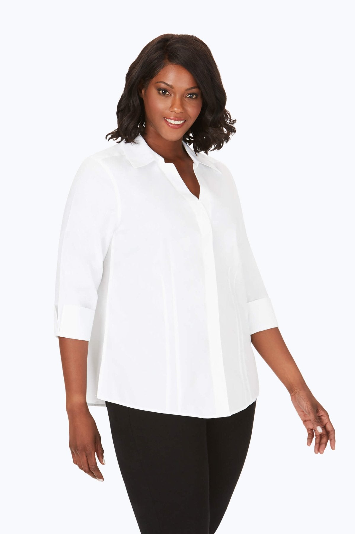 Taylor Plus No Iron Pinpoint 3/4 Sleeve Shirt