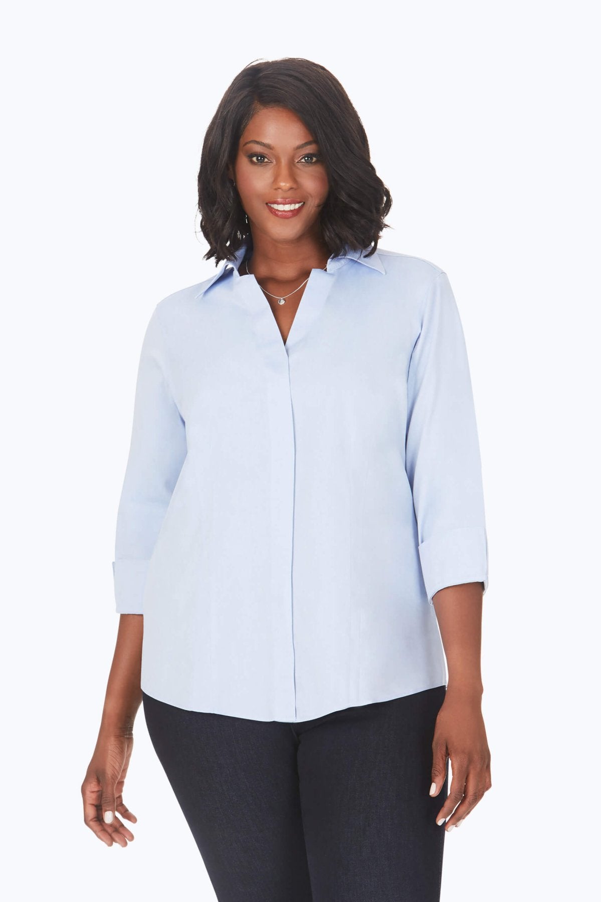 Taylor Plus No Iron Pinpoint 3/4 Sleeve Shirt