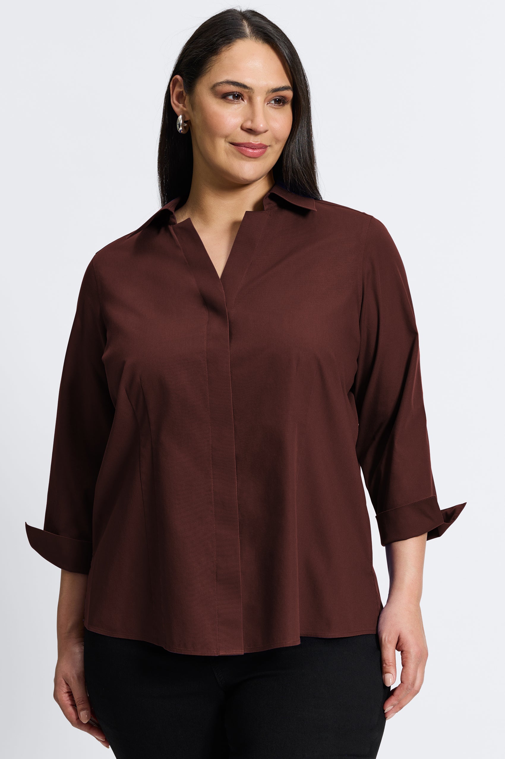 Taylor Plus No Iron Pinpoint 3/4 Sleeve Shirt