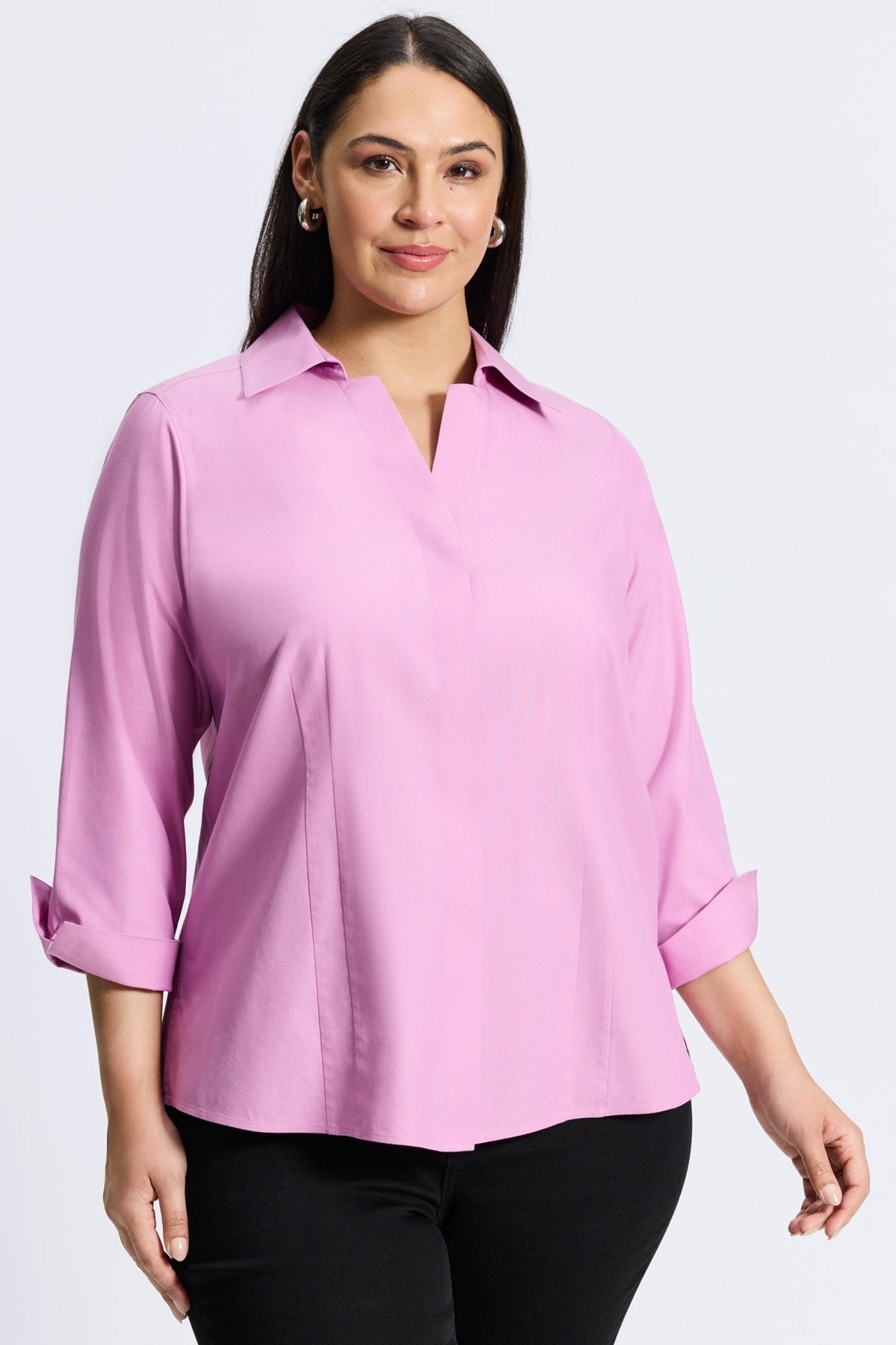 Taylor Plus No Iron Pinpoint 3/4 Sleeve Shirt