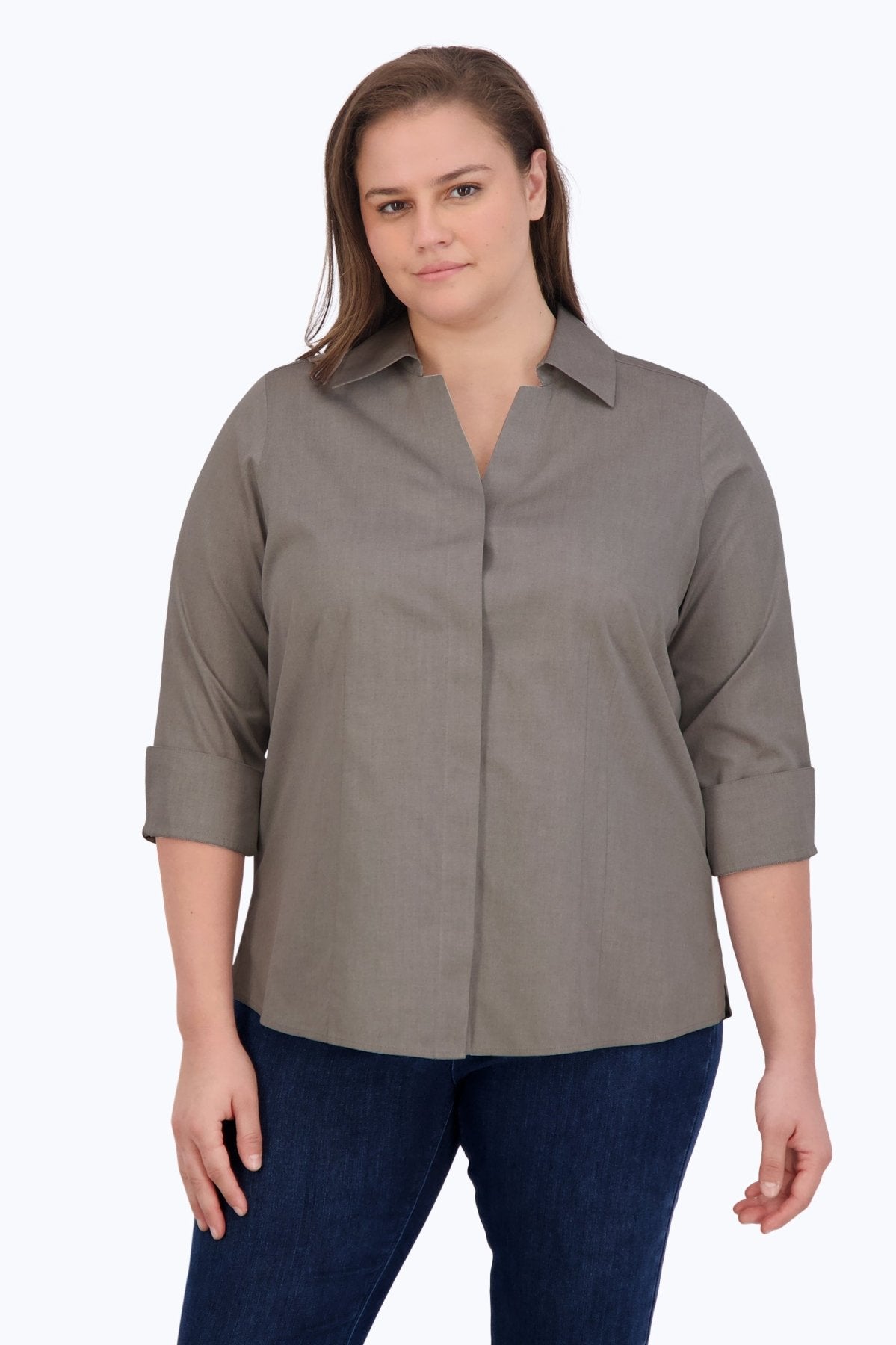 Taylor Plus No Iron Pinpoint 3/4 Sleeve Shirt