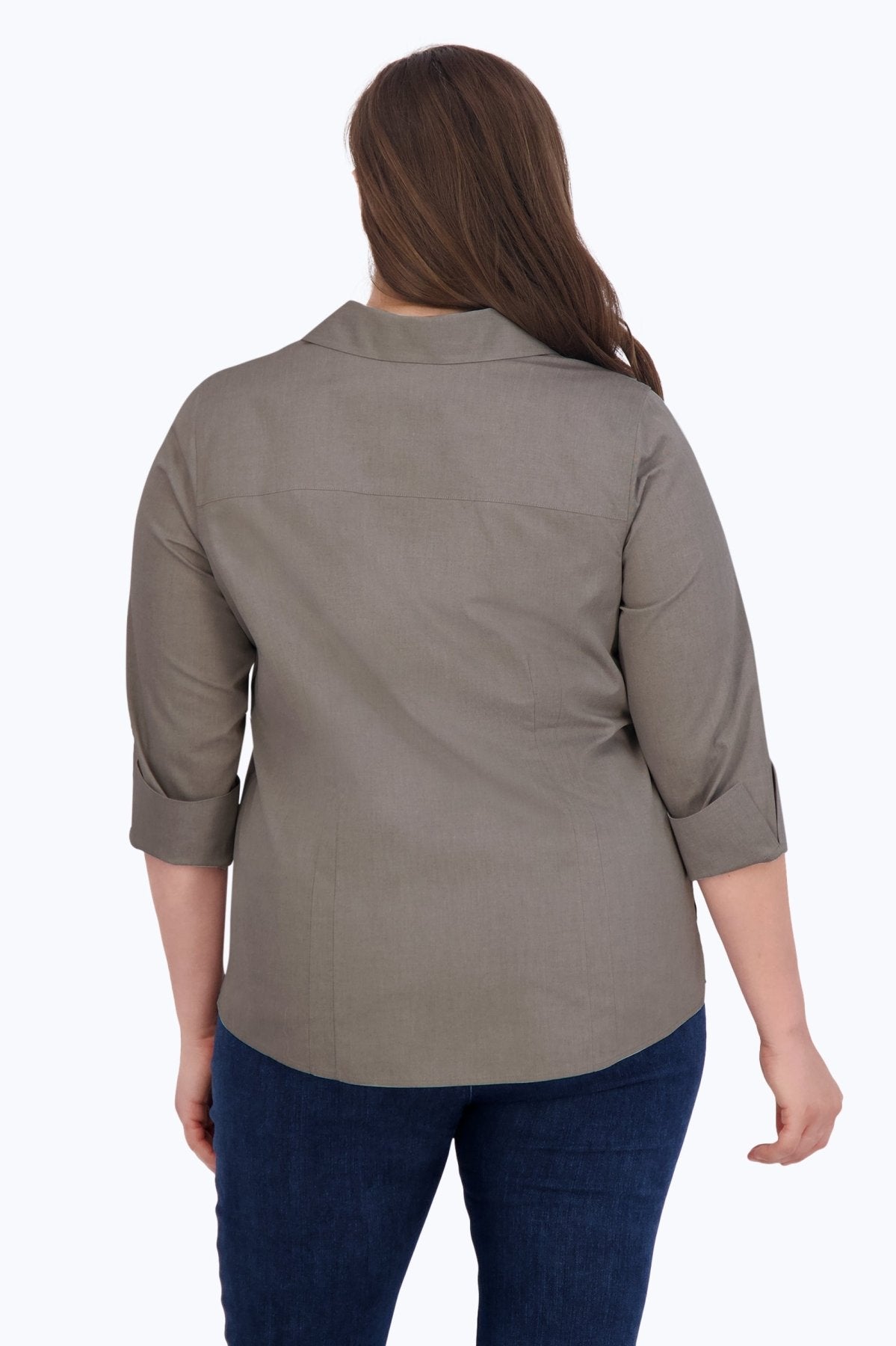 Taylor Plus No Iron Pinpoint 3/4 Sleeve Shirt