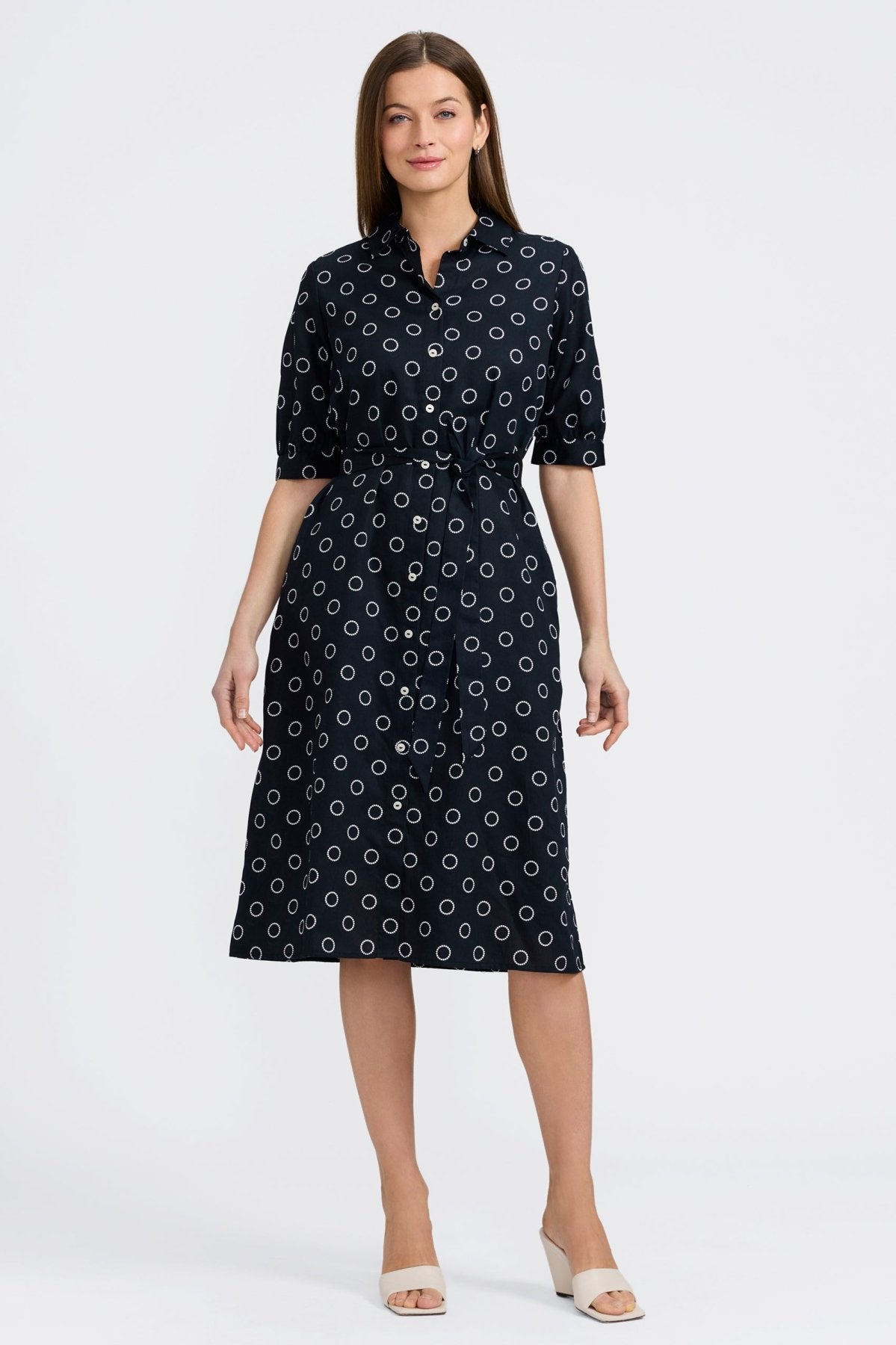 Esther Circle Dot Elbow Sleeve Dress  
