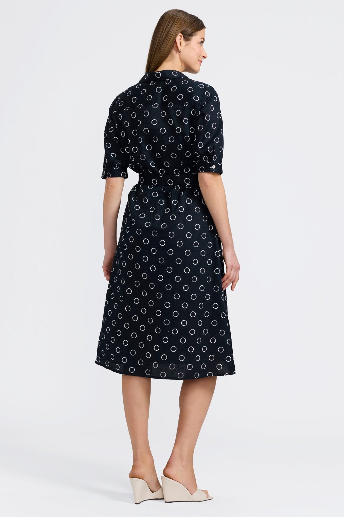 Esther Circle Dot Elbow Sleeve Dress  
