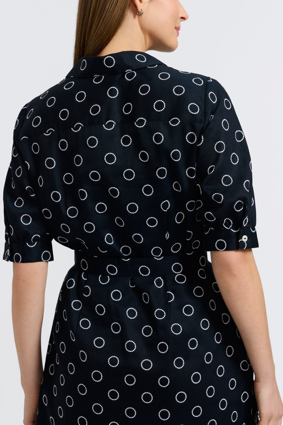 Esther Circle Dot Elbow Sleeve Dress  