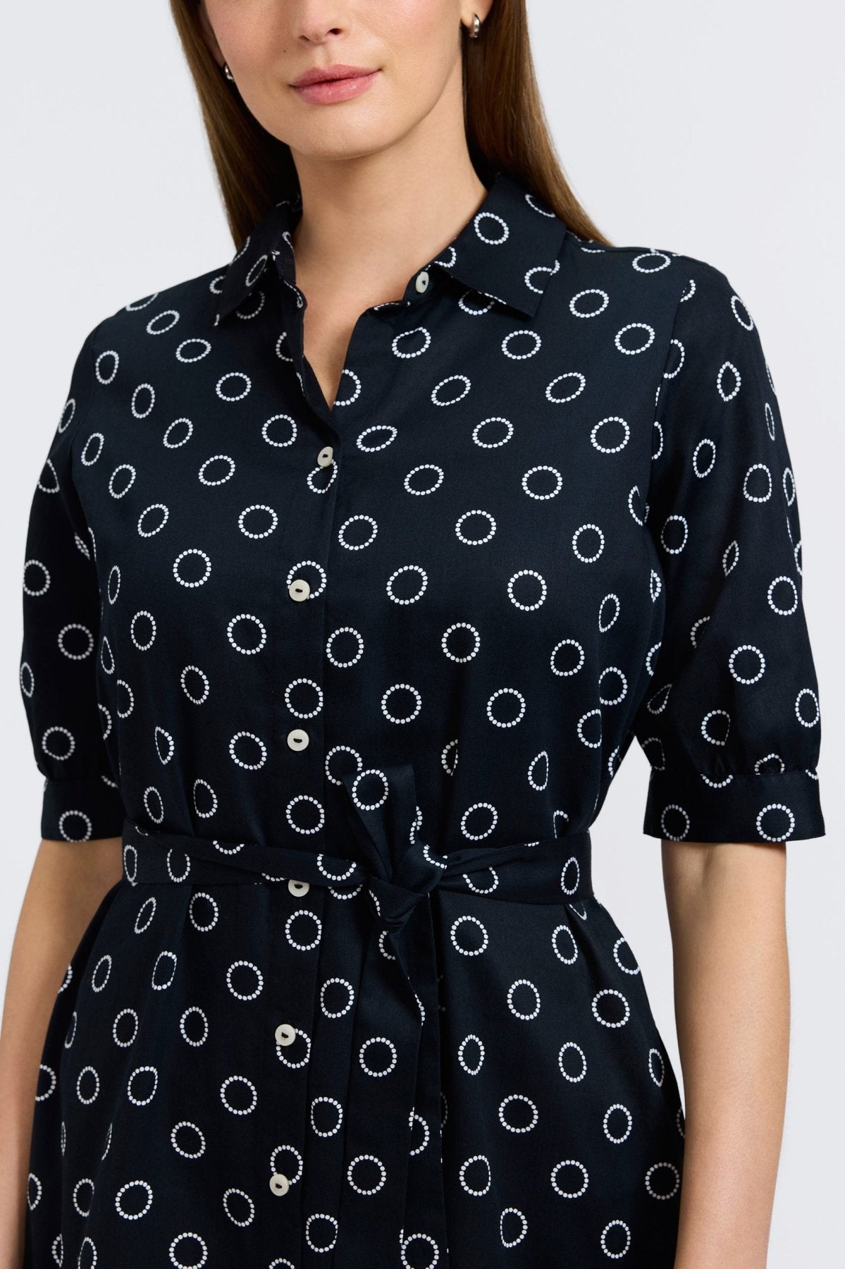 Esther Circle Dot Elbow Sleeve Dress  