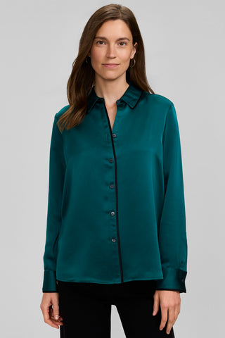 Bianca Beyond Silk Long Sleeve Shirt With Piping