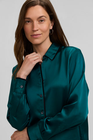 Bianca Beyond Silk Long Sleeve Shirt With Piping
