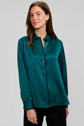 Bianca Beyond Silk Long Sleeve Shirt With Piping