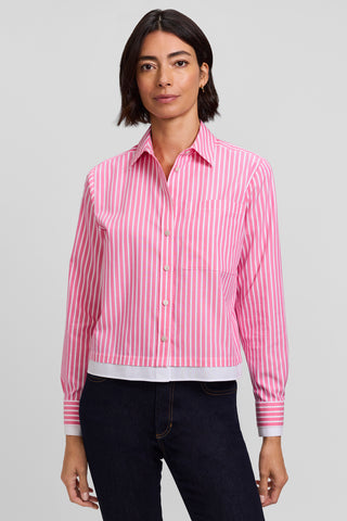 Jodie No Iron Pinpoint Stripe Long Sleeve Short Shirt