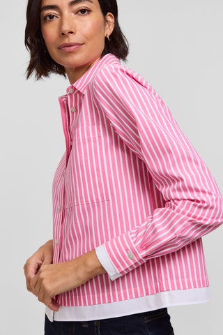 Jodie No Iron Pinpoint Stripe Long Sleeve Short Shirt