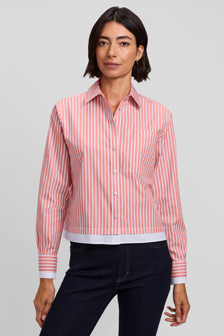 Jodie No Iron Pinpoint Stripe Long Sleeve Short Shirt