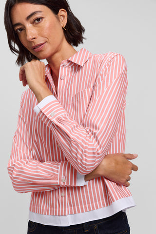 Jodie No Iron Pinpoint Stripe Long Sleeve Short Shirt