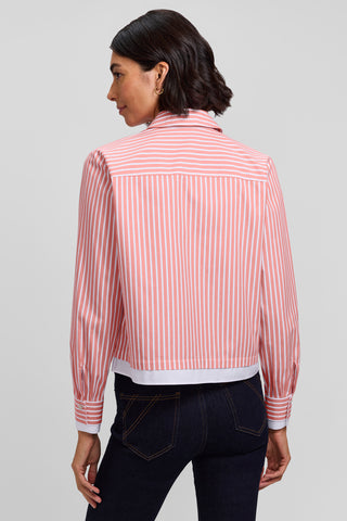 Jodie No Iron Pinpoint Stripe Long Sleeve Short Shirt