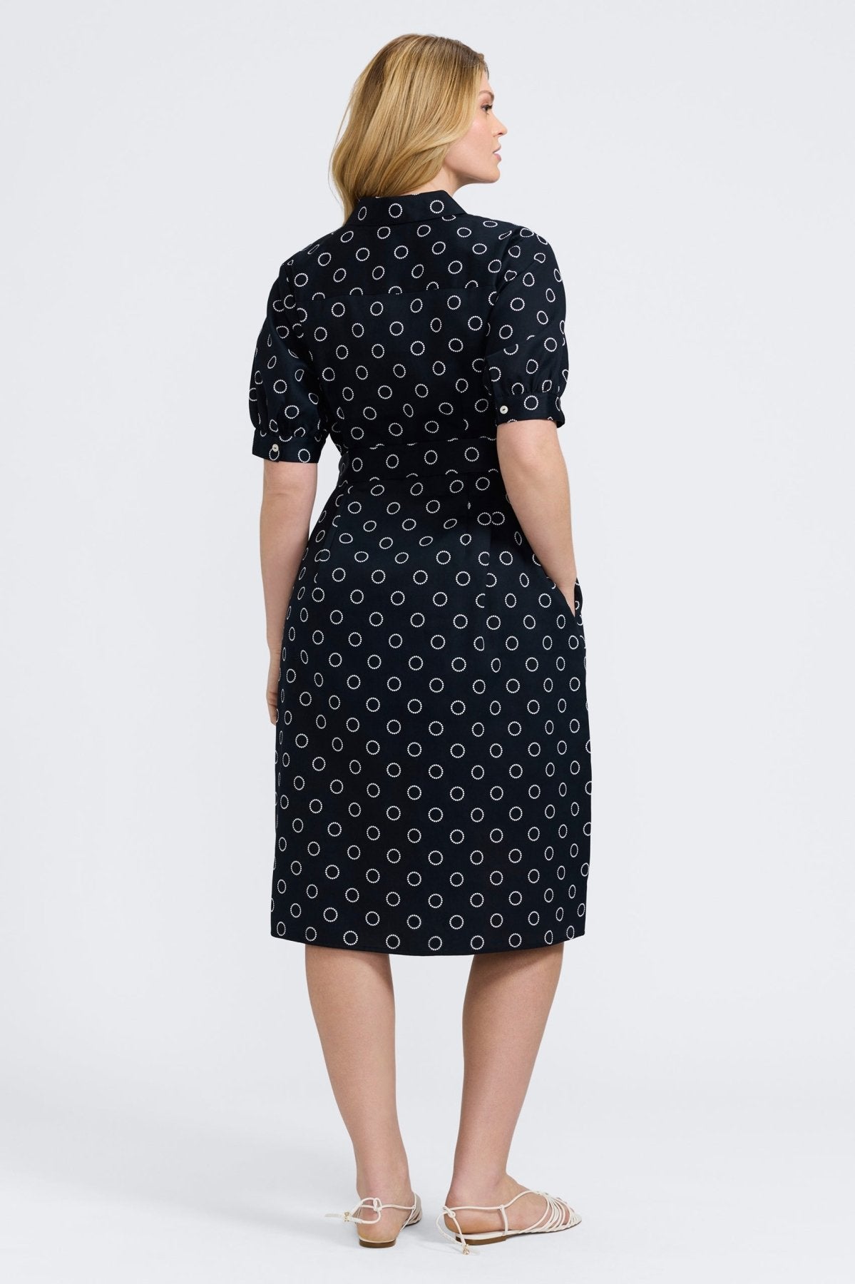 Esther Plus Circle Dot Elbow Sleeve Dress  