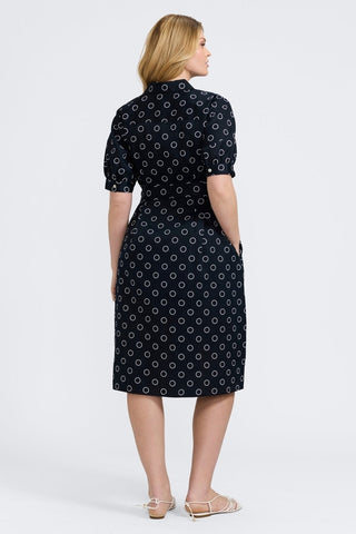Esther Plus Circle Dot Elbow Sleeve Dress  
