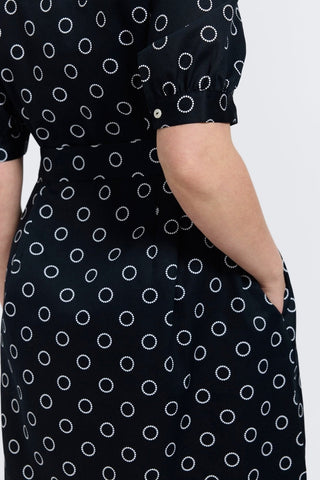 Esther Plus Circle Dot Elbow Sleeve Dress  