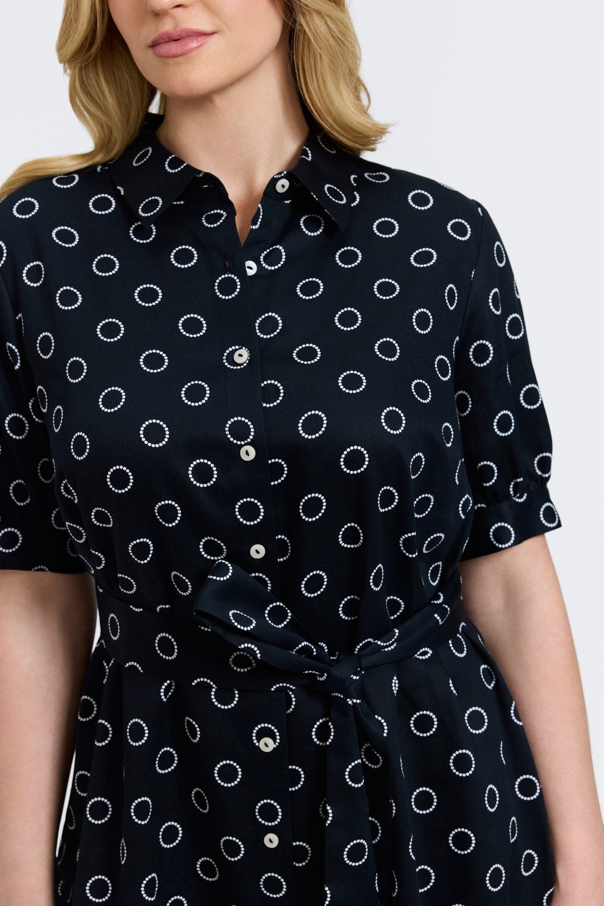 Esther Plus Circle Dot Elbow Sleeve Dress  