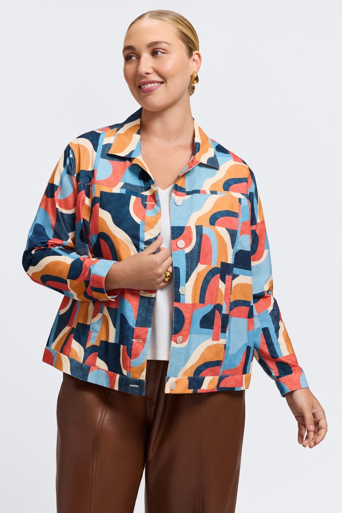 Thelma Plus Corduroy Long Sleeve Jean Jacket