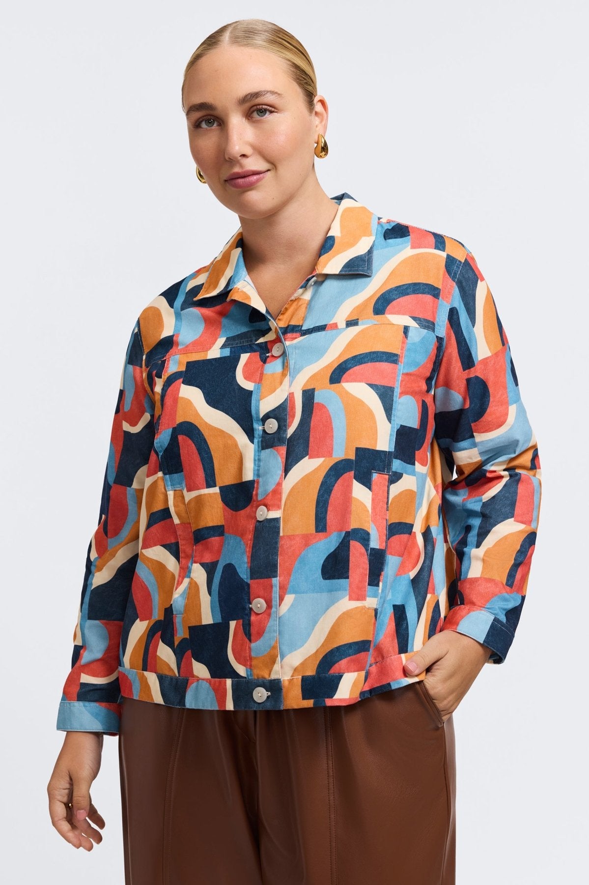 Thelma Plus Corduroy Long Sleeve Jean Jacket