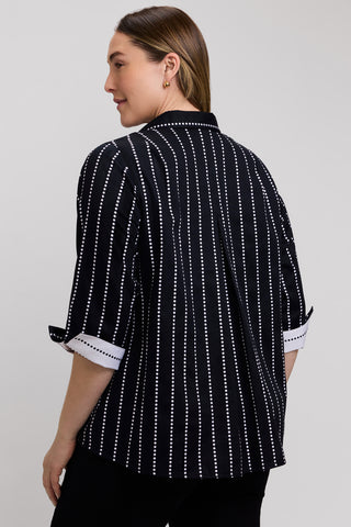 Agnes Plus Dotted Stripe 3/4 Sleeve Shirt