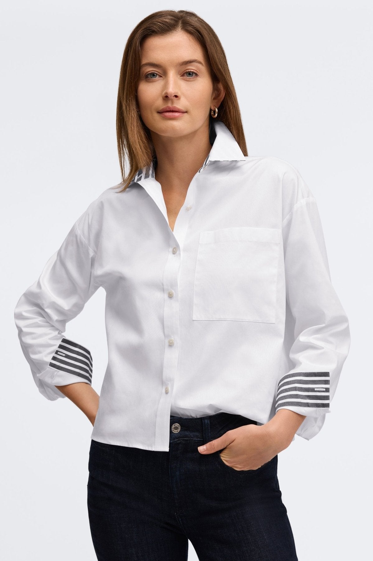 Marina Solid Pinpoint No Iron Pocket Long Sleeve Shirt