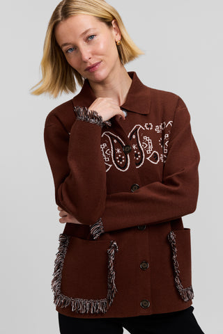 Bandana Jacquard Fringe Jacket