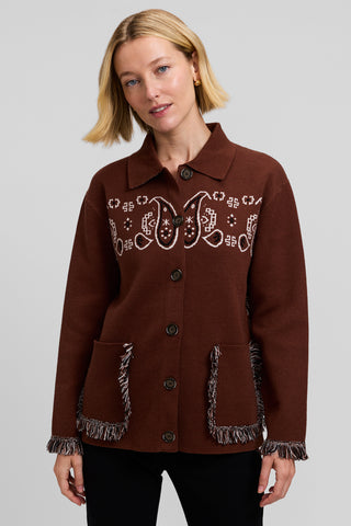 Bandana Jacquard Fringe Jacket