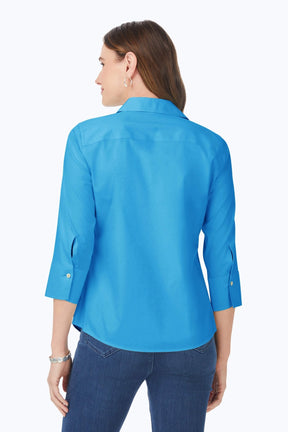 Mary No Iron Stretch 3/4 Sleeve Shirt, Blue Breeze