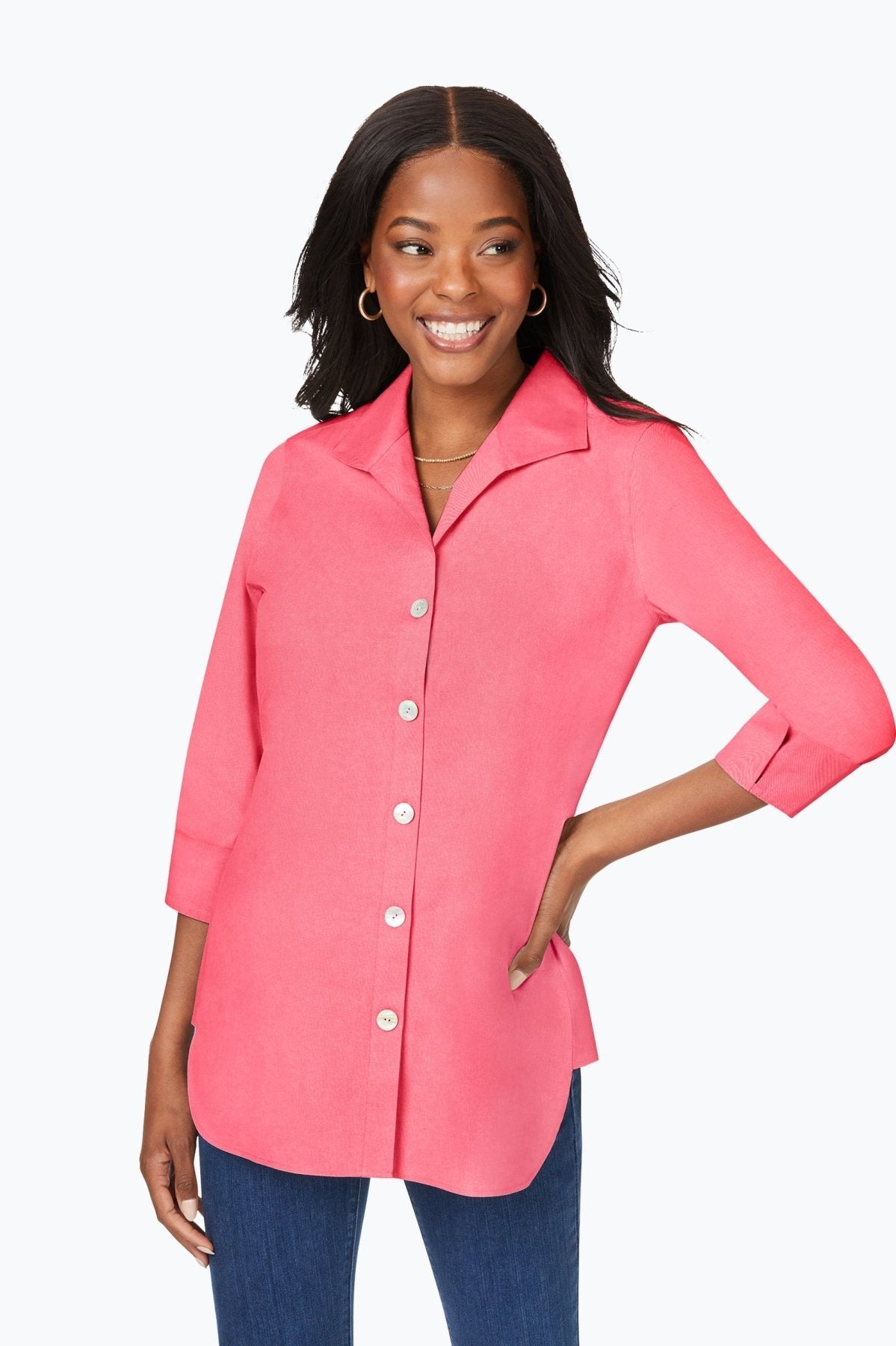 Pandora No Iron Pinpoint 3/4 Sleeve Tunic