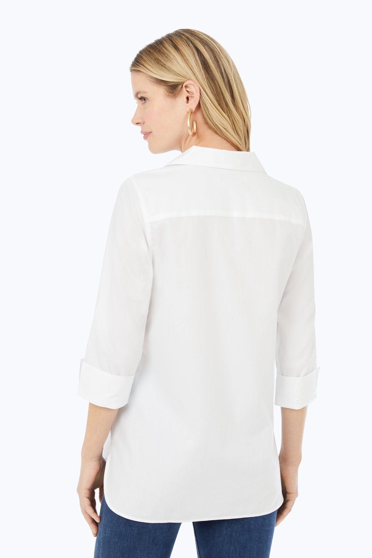 Pandora No Iron Pinpoint 3/4 Sleeve Tunic - Foxcroft