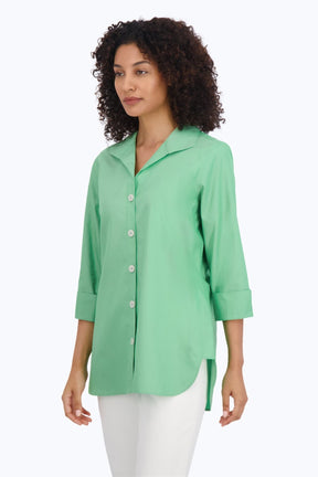 Pandora No Iron Pinpoint 3/4 Sleeve Tunic, New Leaf