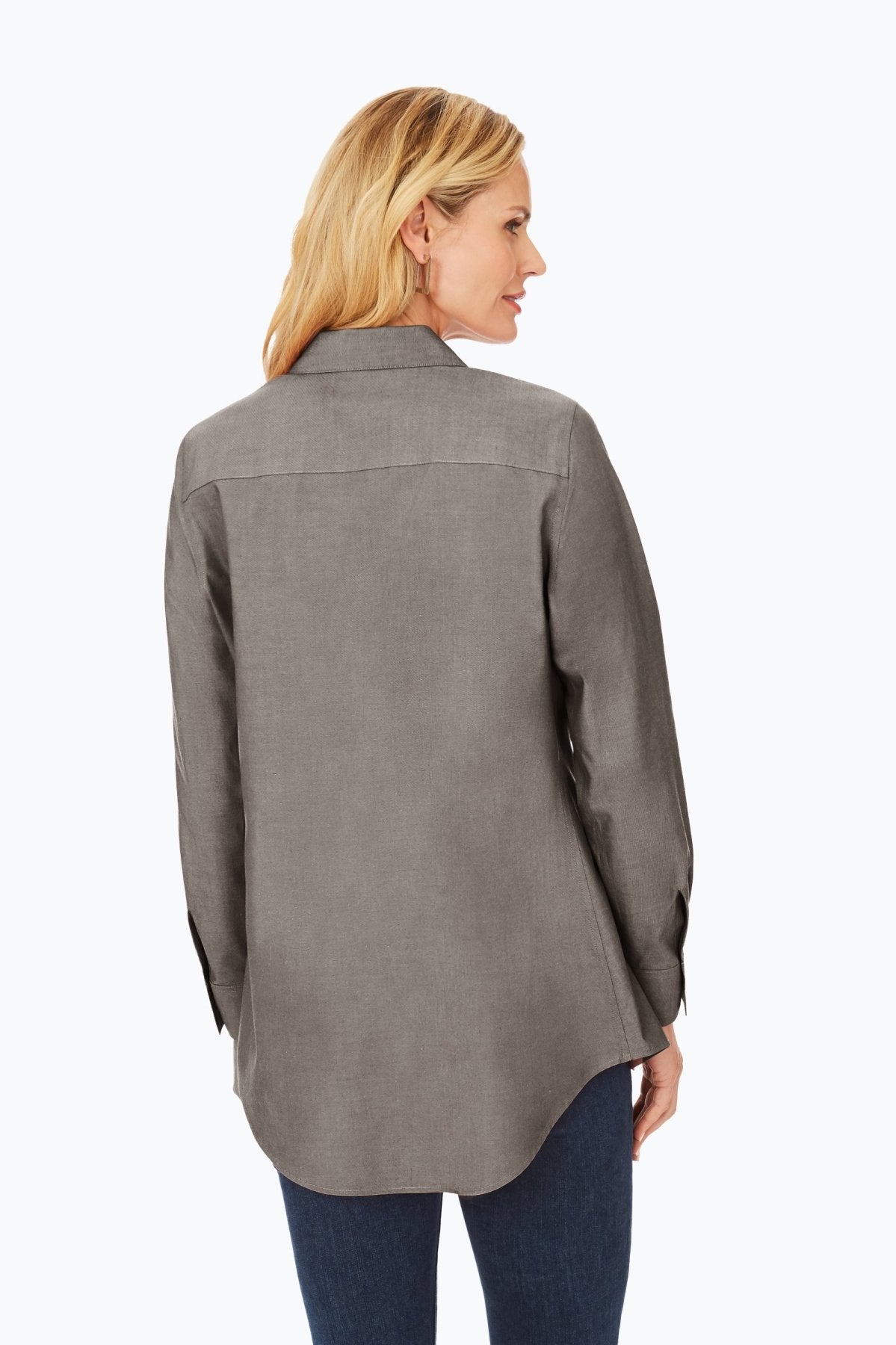 Cici No Iron Pinpoint Long Sleeve Tunic