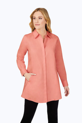 Cici No Iron Pinpoint Long Sleeve Tunic