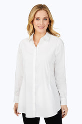 Cici Essential Pinpoint Non-Iron Tunic #color_white