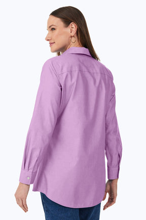 Cici No Iron Pinpoint Long Sleeve Tunic, Soft Violet
