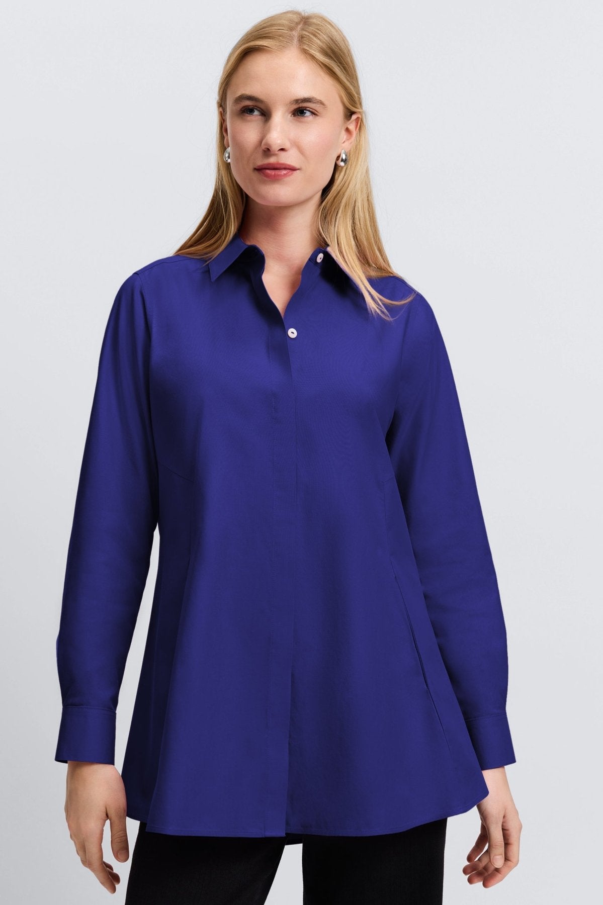 Cici No Iron Pinpoint Long Sleeve Tunic