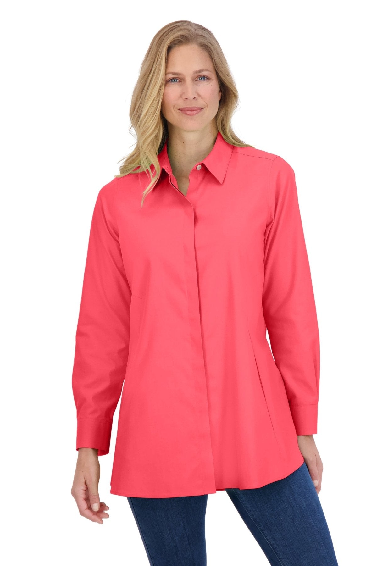 Cici No Iron Pinpoint Long Sleeve Tunic