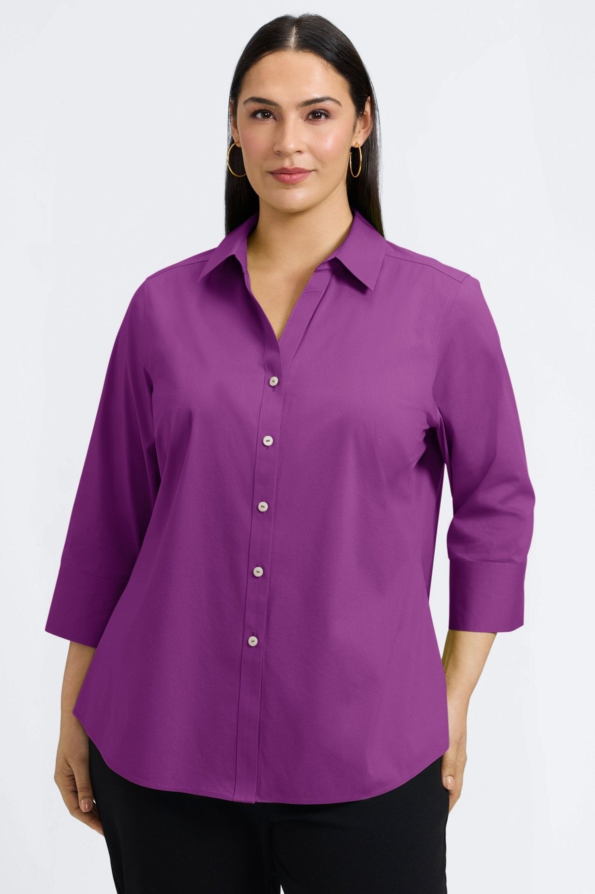 Mary Plus No Iron Stretch 3/4 Sleeve Shirt