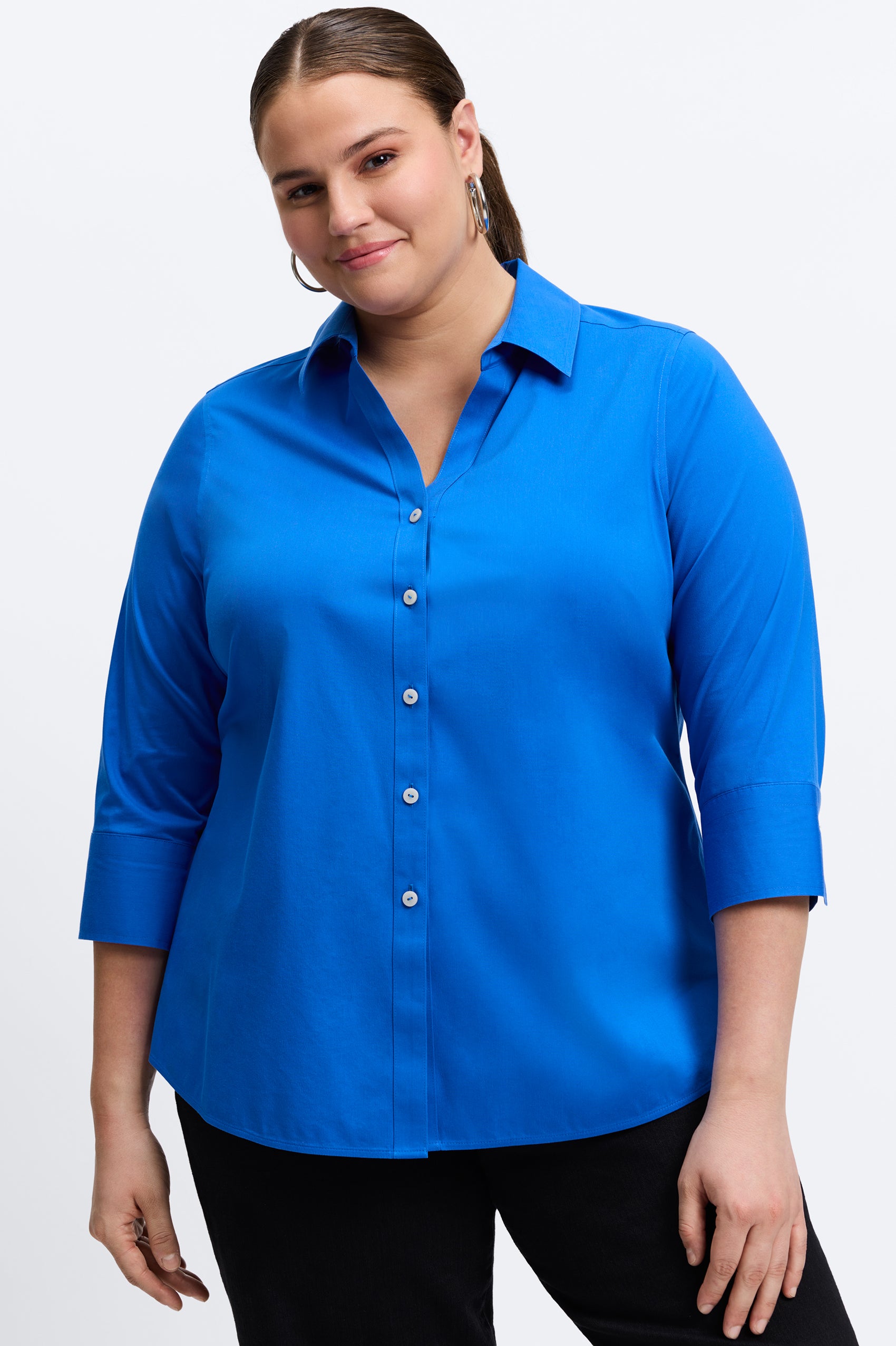 Mary Plus No Iron Stretch 3/4 Sleeve Shirt