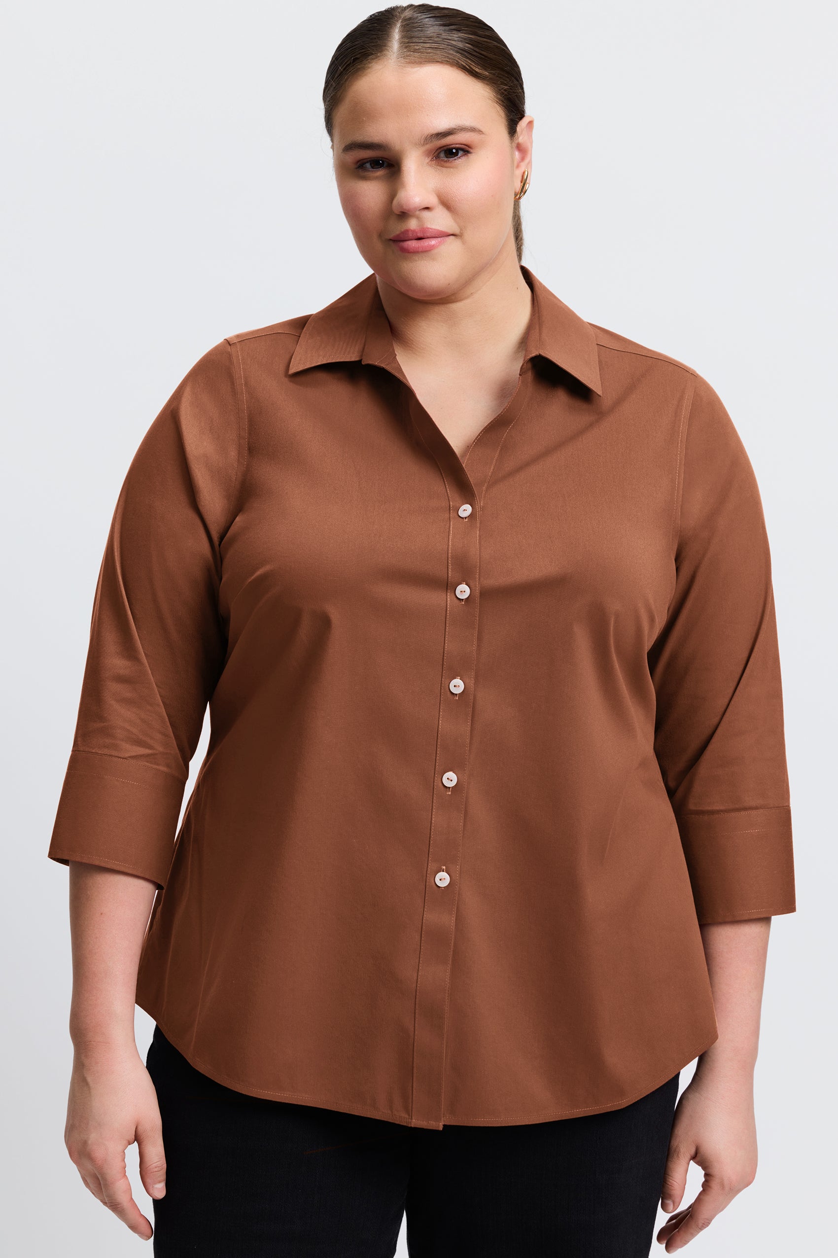 Mary Plus No Iron Stretch 3/4 Sleeve Shirt