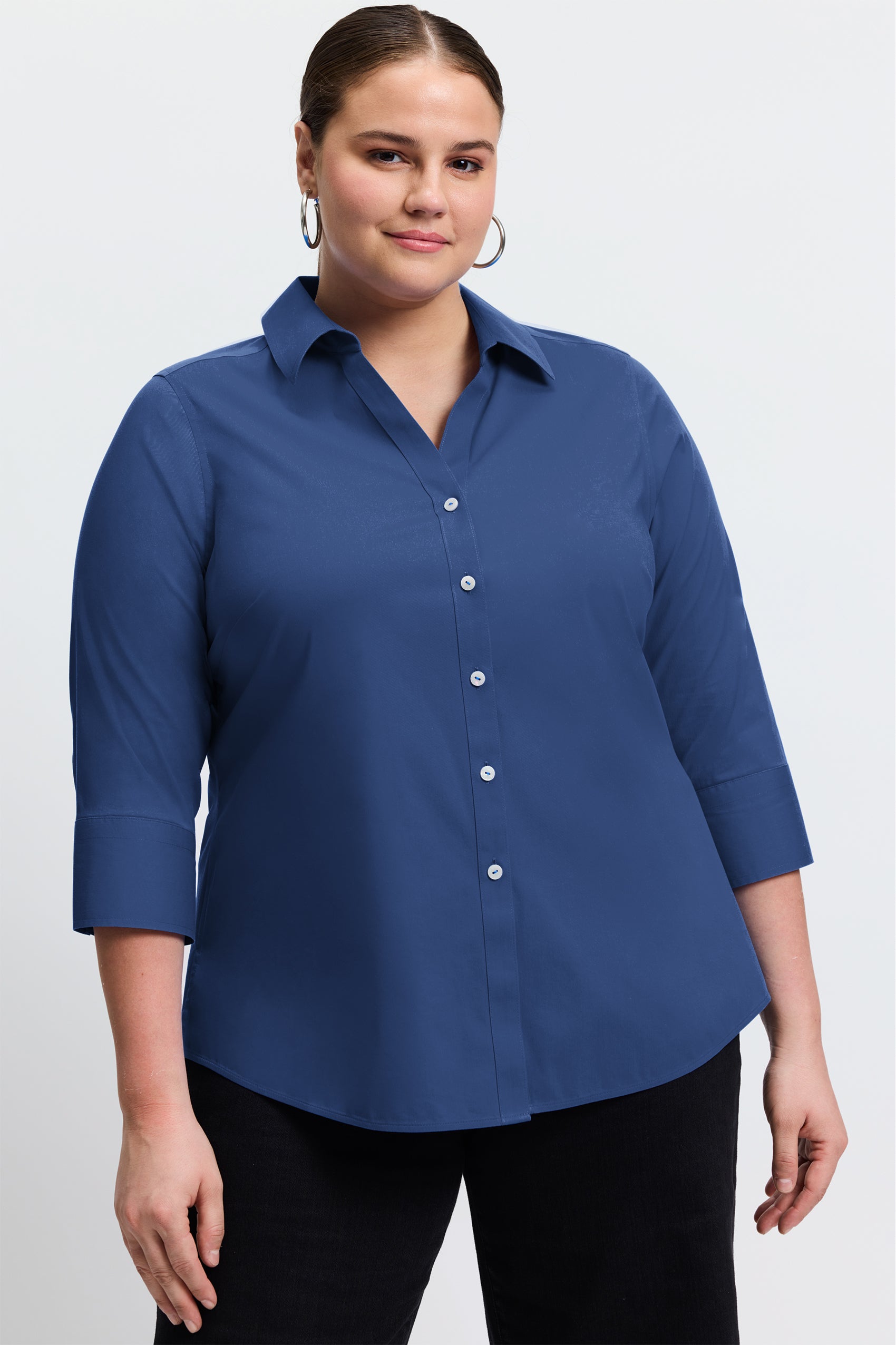 Mary Plus No Iron Stretch 3/4 Sleeve Shirt