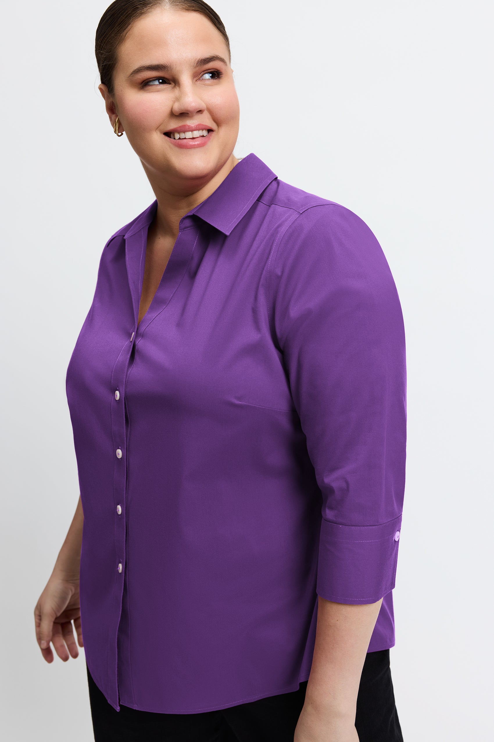 Mary Plus No Iron Stretch 3/4 Sleeve Shirt