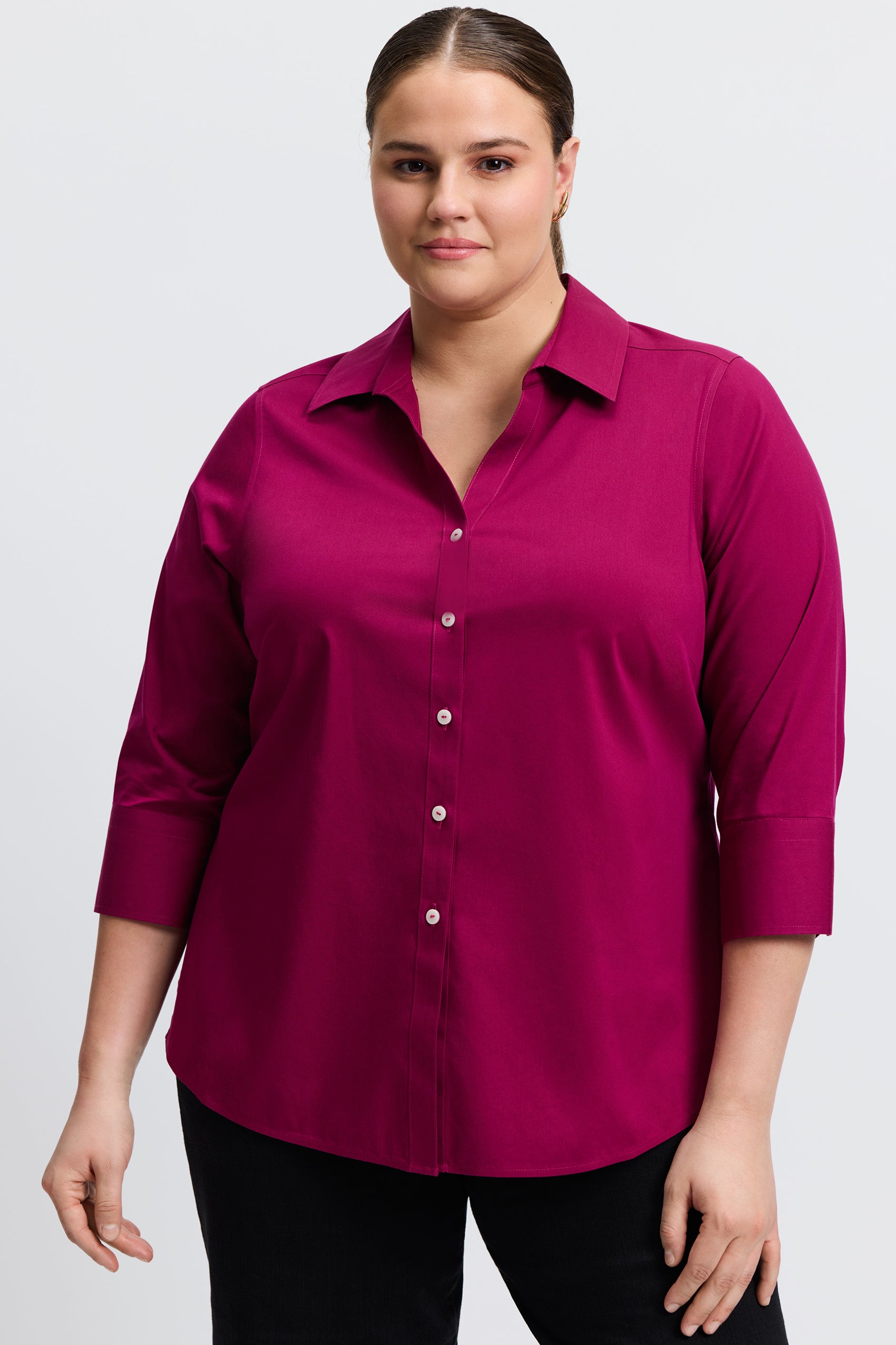 Mary Plus No Iron Stretch 3/4 Sleeve Shirt