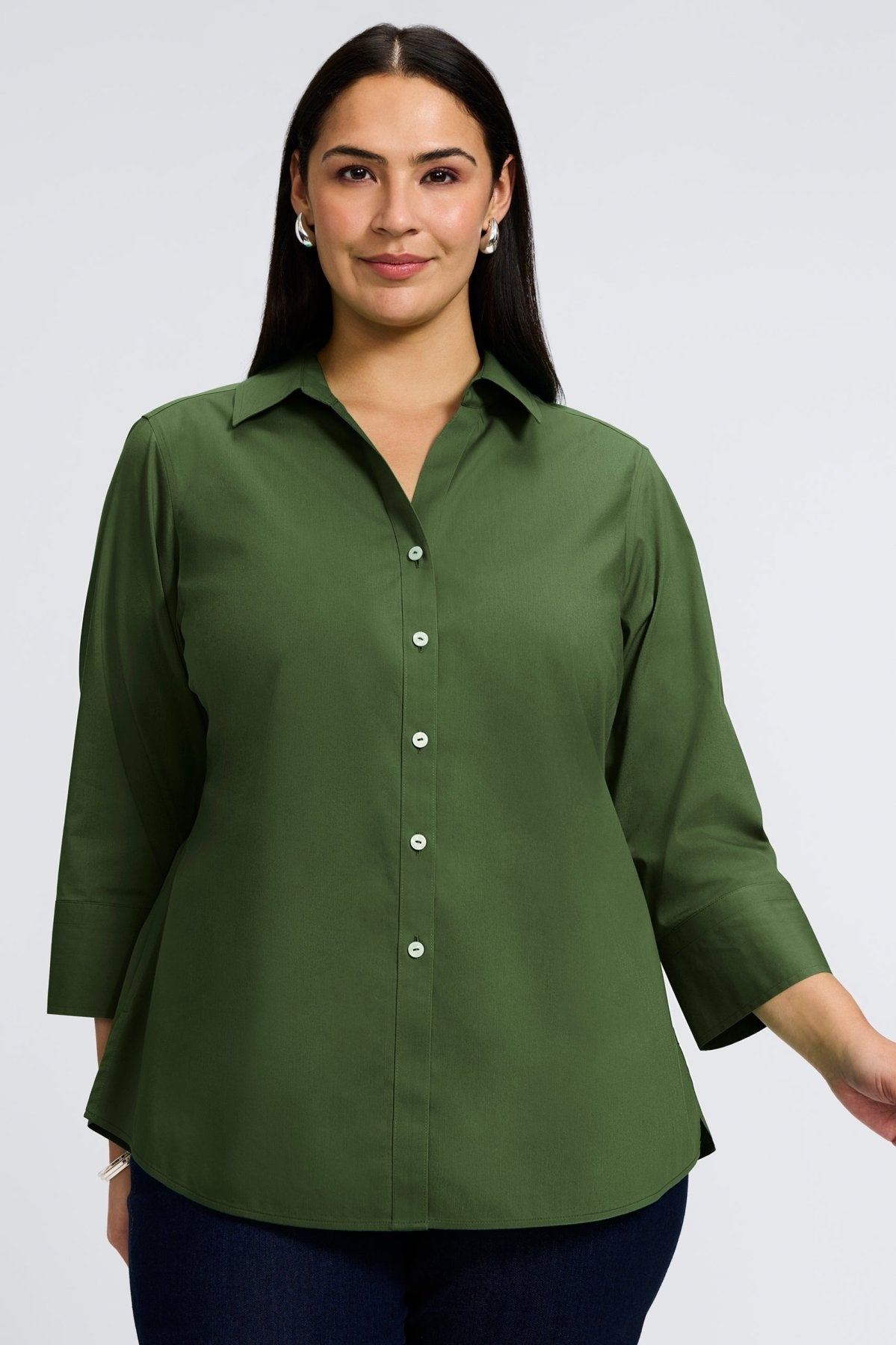 Mary Plus No Iron Stretch 3/4 Sleeve Shirt